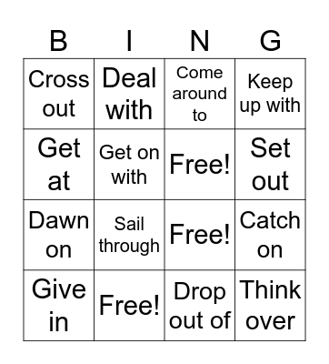 Phrasal Verbs Bingo Card