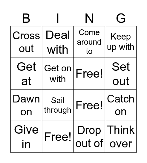 Phrasal Verbs Bingo Card