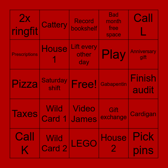 February Bingo Card