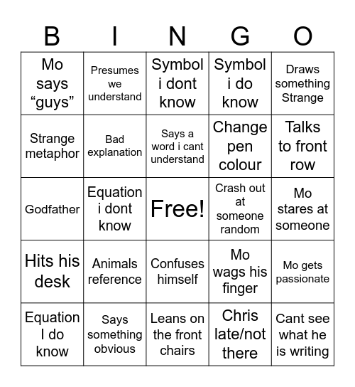 Mo bingo Card