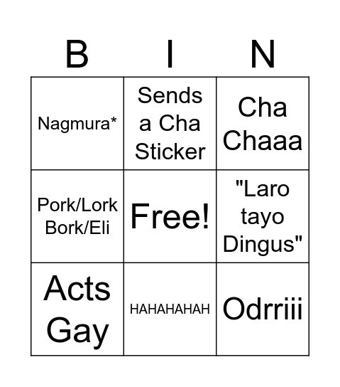 WEI BINGO Card