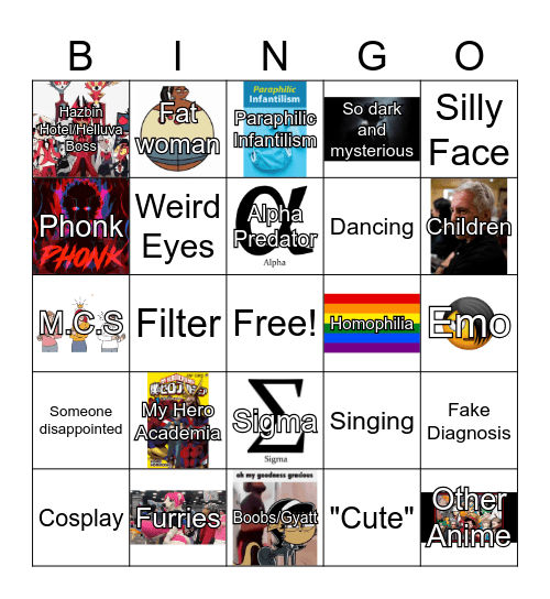 Cringe Bingo Card
