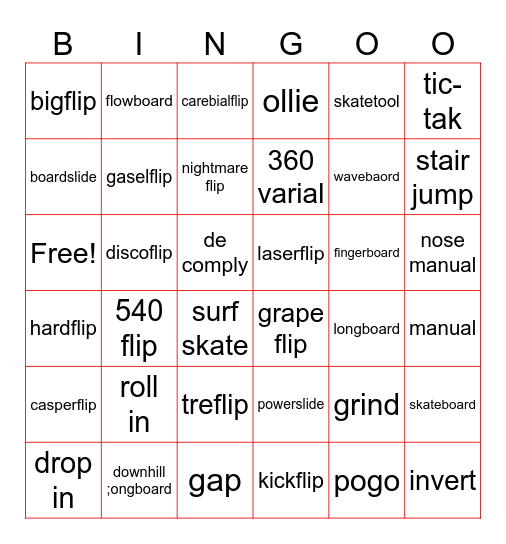 skateboardbingo Card