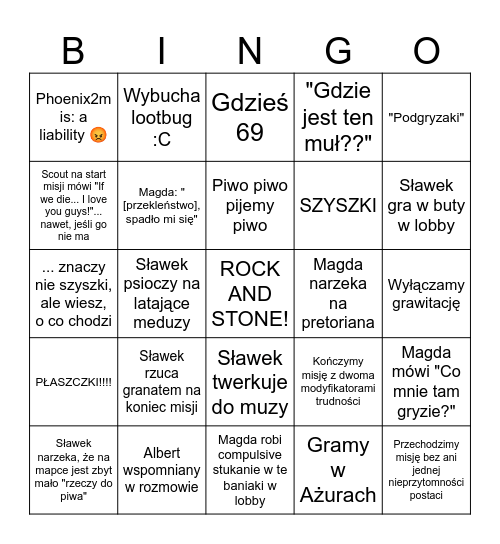 DEEP ROCK GALACTIC Bingo Card