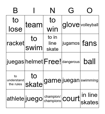 U6L2 Los Deportes y el verbo Jugar Bingo Card