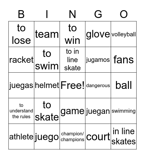 U6L2 Los Deportes y el verbo Jugar Bingo Card