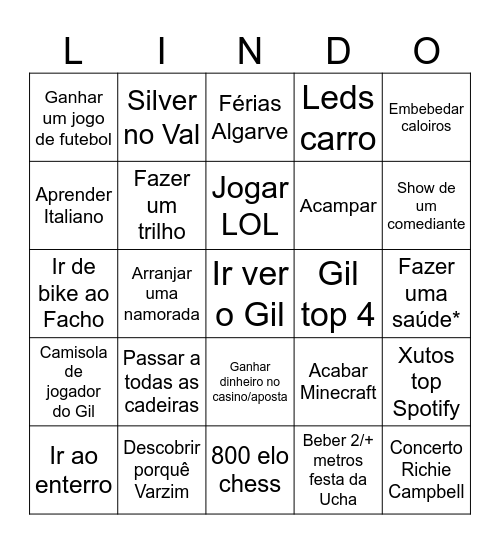 Binguini do Varzimnini Bingo Card