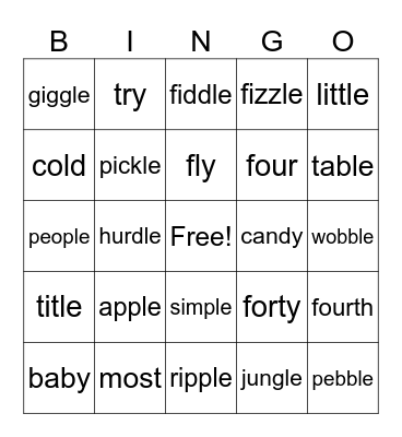 Lessons 75&76 Bingo Card