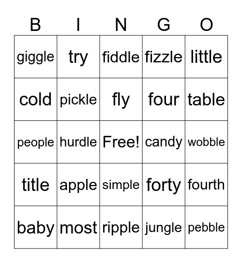 Lessons 75&76 Bingo Card