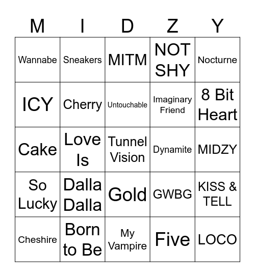 ITZY SEOUL 2026 Sharin Bingo Card