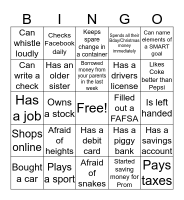 Icebreaker Bingo Card
