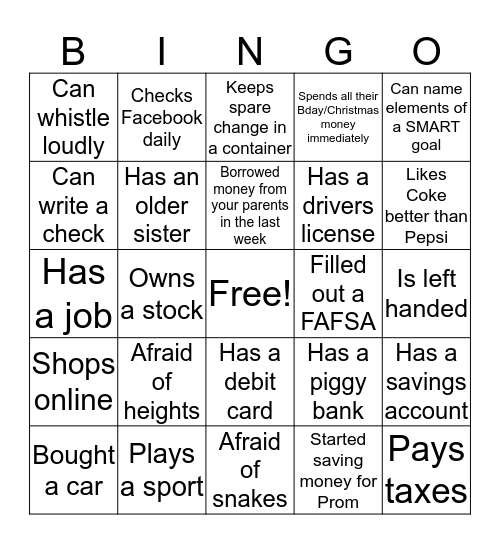 Icebreaker Bingo Card