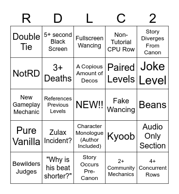 Rhythm Doctor Competition 22 Bingo Card