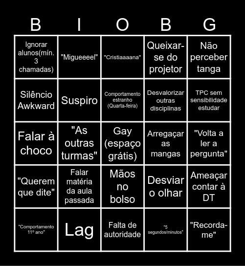 Bio Bingo Card