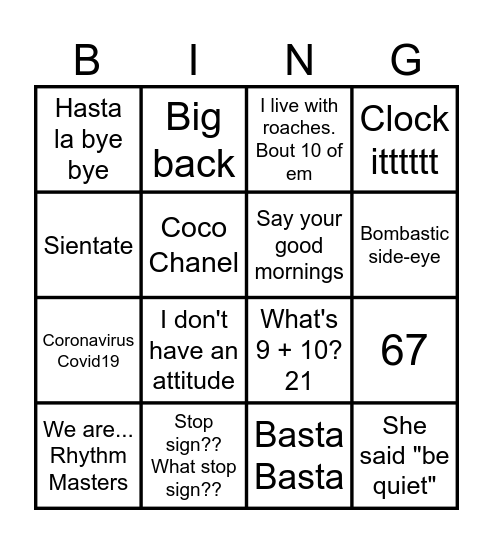 3rd Grade Sayings Bingo Card