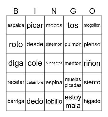 Estoy Mala Bingo Card