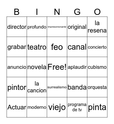Spanish Bingo Card