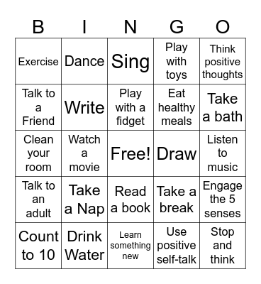 Coping Skills Bingo Card