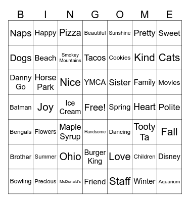 Valentine Bingo Card