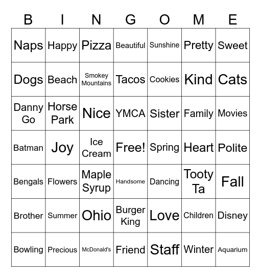 Valentine Bingo Card