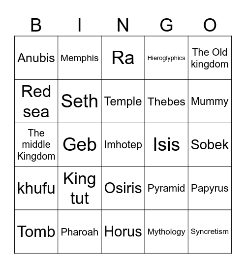 Ancient Egypt Bingo Card