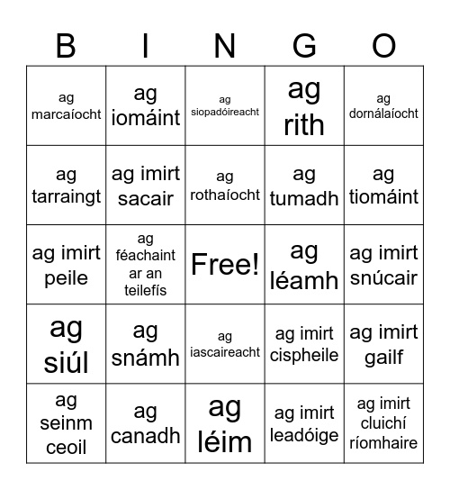 CAITHEAMH AIMSIRE Bingo Card