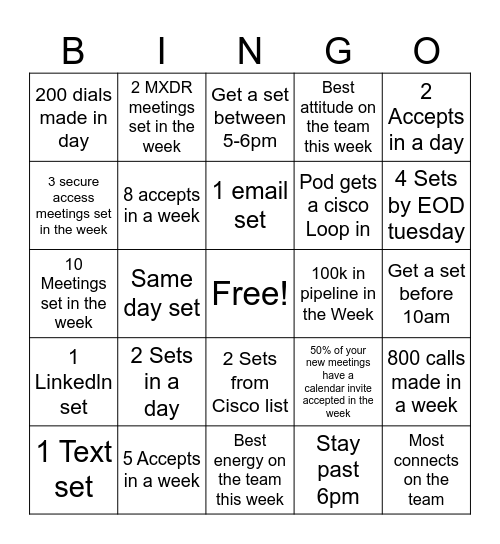 SDR Bingo Card