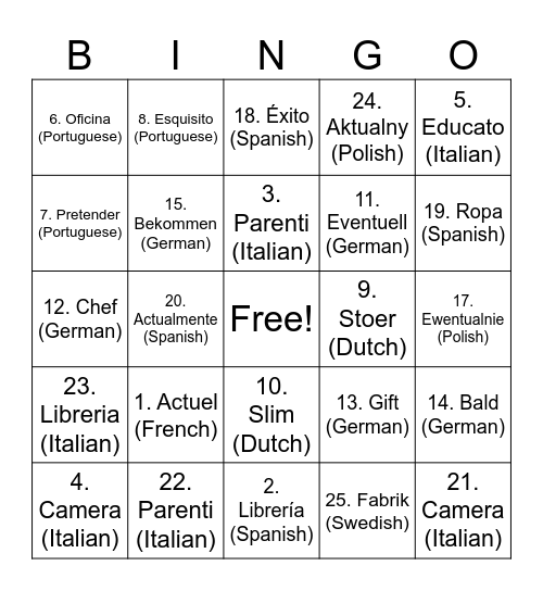 Untitled Bingo Card