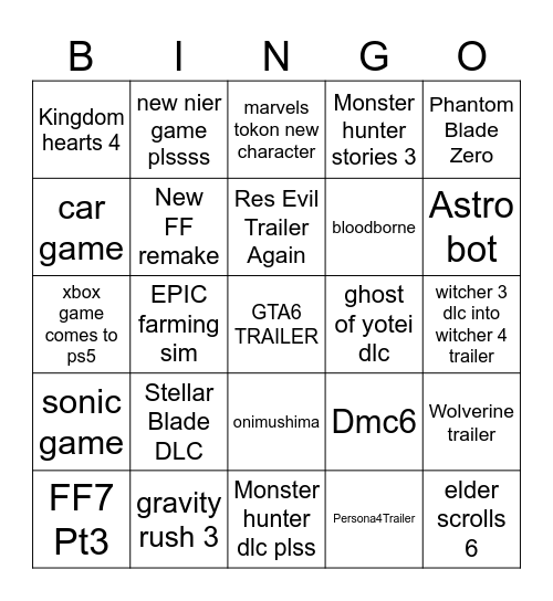 State of play feb 12 Bingo Card