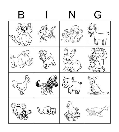 Animal Bingo Card