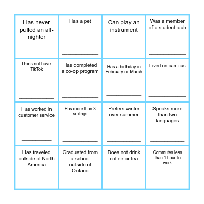 Propel Get-to-know Bingo Card