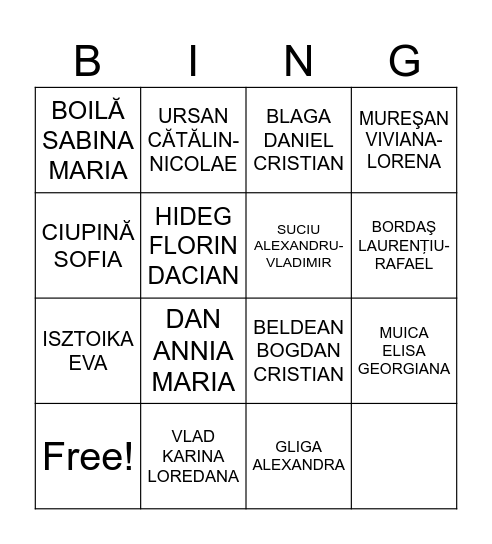 6B Bingo Card