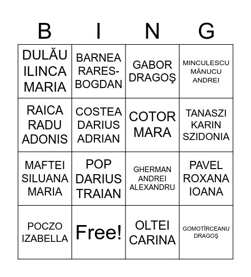 7A, 2025-2026 Bingo Card