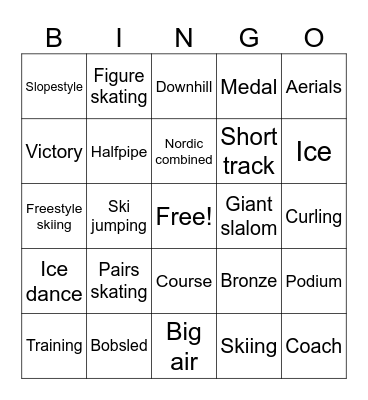 Winter Olympics Bingo Card