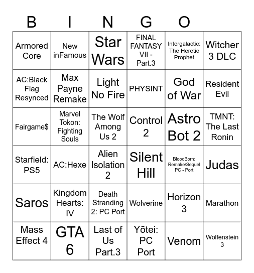 First: State of Play - (2026) - Bingo Card