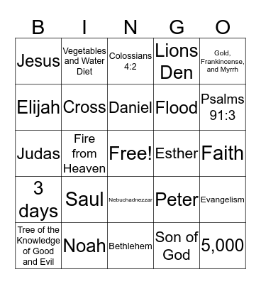 Bible Bingo Card