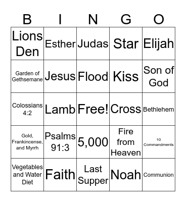 Bible Bingo Card