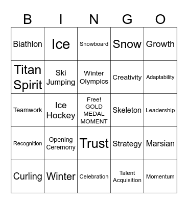 Titans HPC + Winter Olympics BINGO! Bingo Card