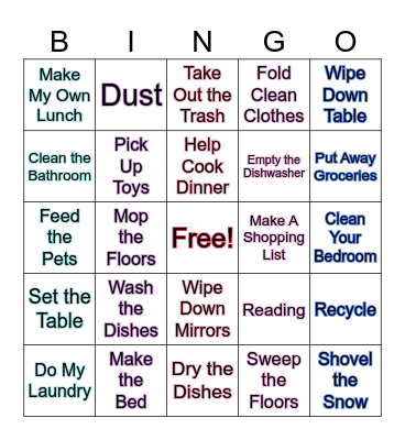 Life Skills !!! Bingo Card
