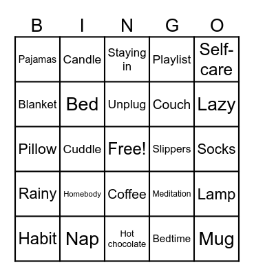 Cozy Bingo Card