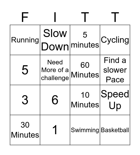 F.I.T.T. BINGO Card