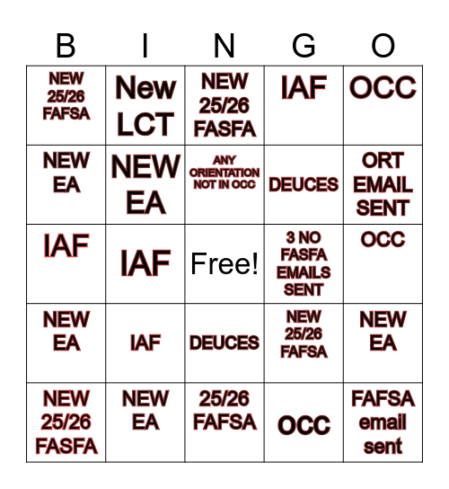 Springer's Legend STITCH BINGO Card