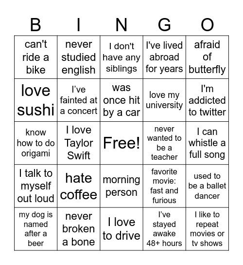 who's Brida anyway? ew Bingo Card