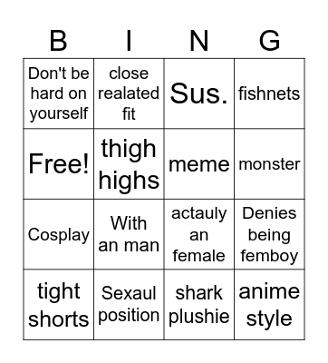 Femboys on pinterest Bingo Card