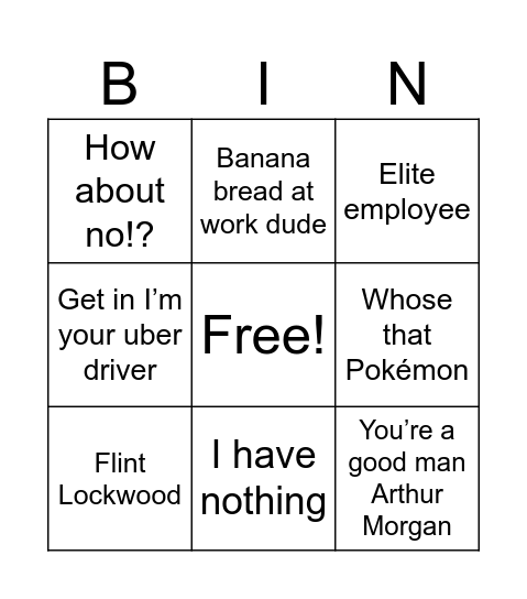 Richard and Thomas bingo Card