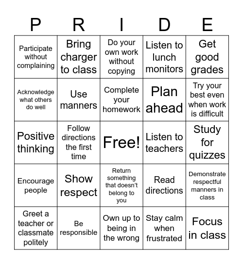 Red Devil Bingo Card