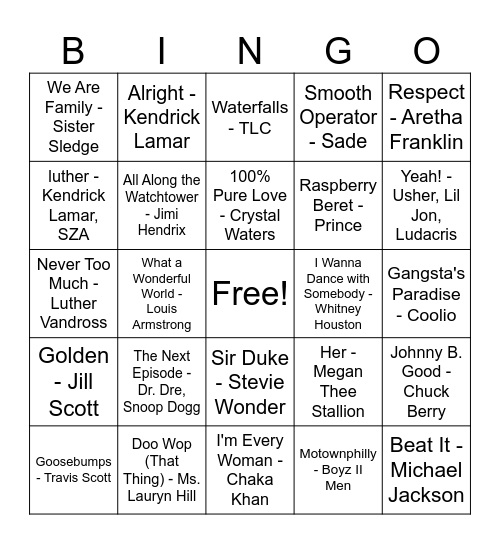 Black History Month Bingo Card