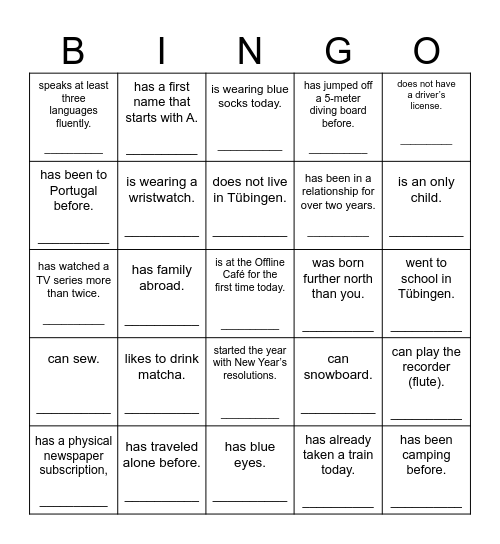 Find someone who… Bingo Card