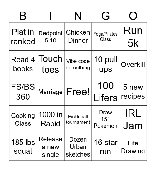 2026 Bingo Card
