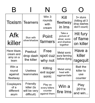 Outcome memories Bingo Card